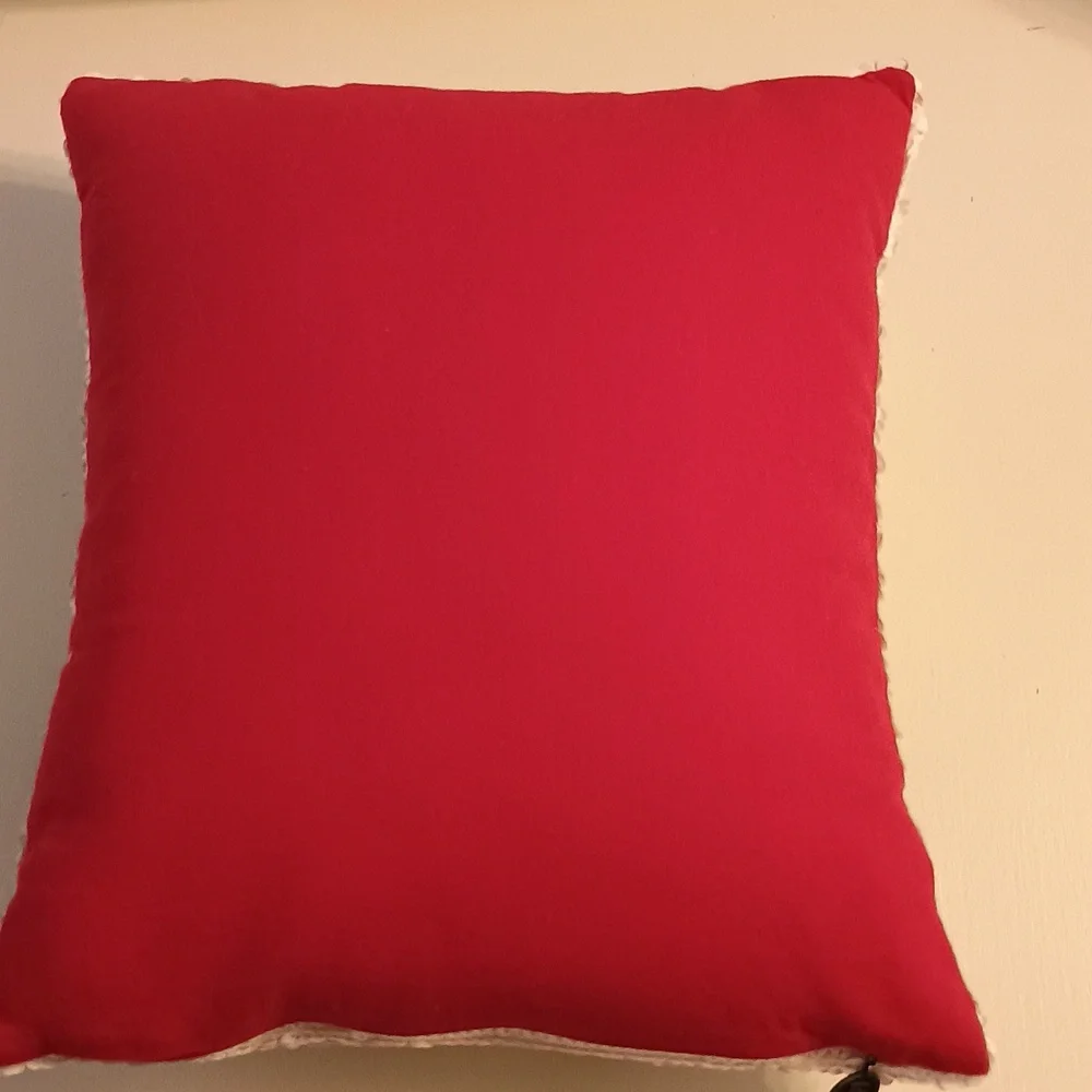 Pier 1 Festive Penguin Sequin Pillow-Double Sided- Red, Black, White